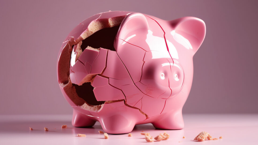 Pinkes, kaputtes Sparschwein